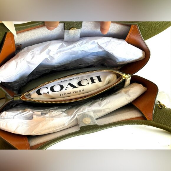 Coach Large Lana Shoulder Bag Olive Green with Gold Hardware - Picture 9 of 14